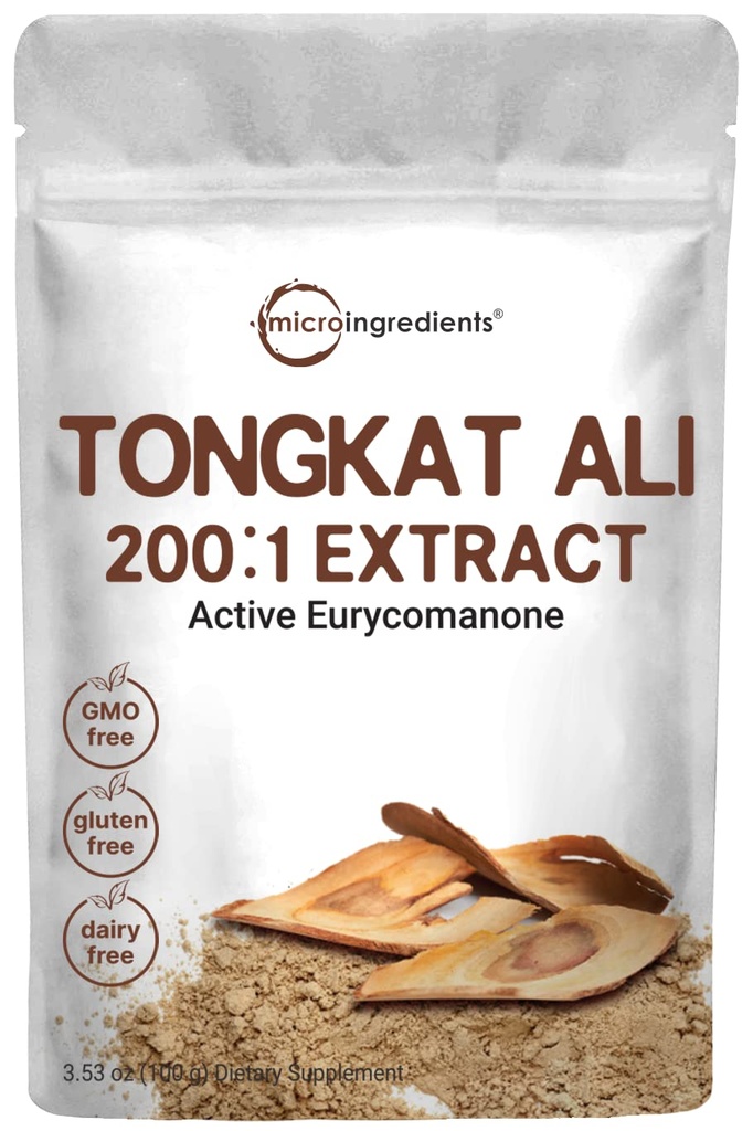 Micro Ingredients Tongkat Ali 200:1 Extract Powder for Men (100g) | Eurycoma longifolia (Longjack) Root | Concentrated Herbal Supplement | Non-GMO, Gluten Free