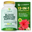 Συμπληρώματα Πίεσης αίματος PurePremium με Hawthorn Berry, Hibiscus, Σκόρδο & Βιταμίνη B12- Συμπλήρωμα νιτρικού οξειδίου για τη φυσιολογική υγεία της καρδιάς, την υγεία της κυκλοφορίας και την πίεση του αίματος Υποστήριξη - 90ct
