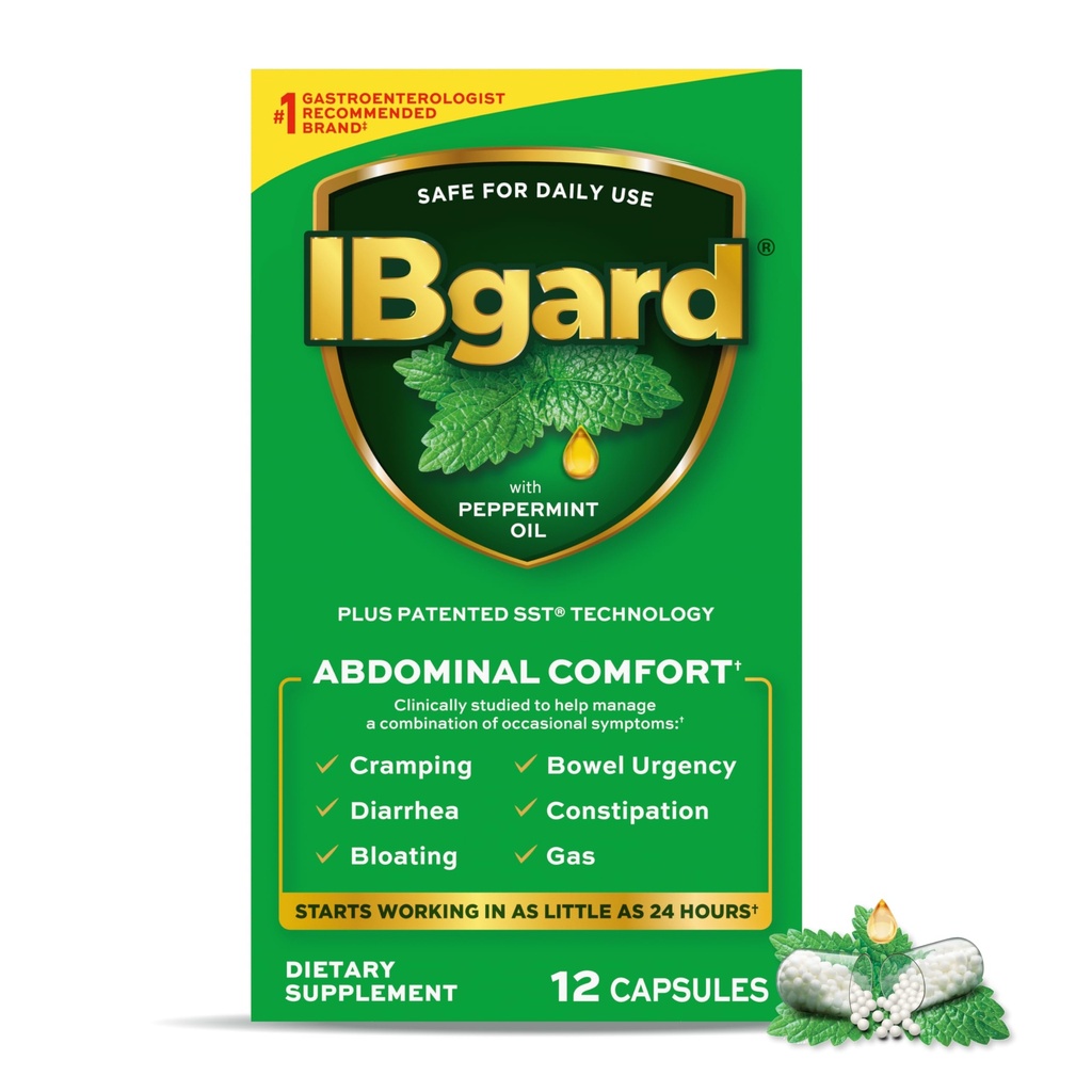IBgard Gut Health Supplement, κάψουλες ελαίου μέντας για κοιλιακή άνεση, 12 κάψουλες