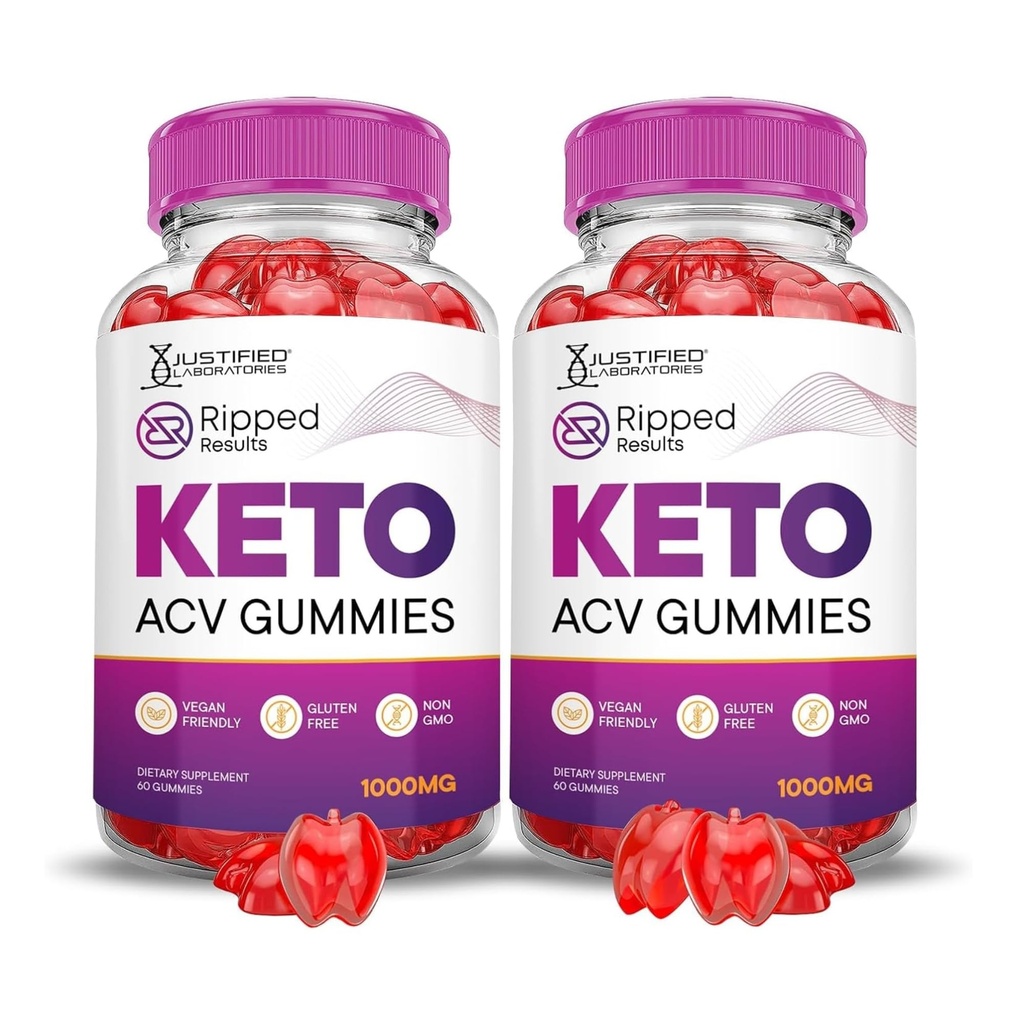 Justified Laboratories (2 Pack Rippped Results Keto ACV Gummies Advanced Formula 1000MG Rippped Results Formated with Pomegranate Beet Juice Powder B12 Vegan Non GMO 120 Gummys
