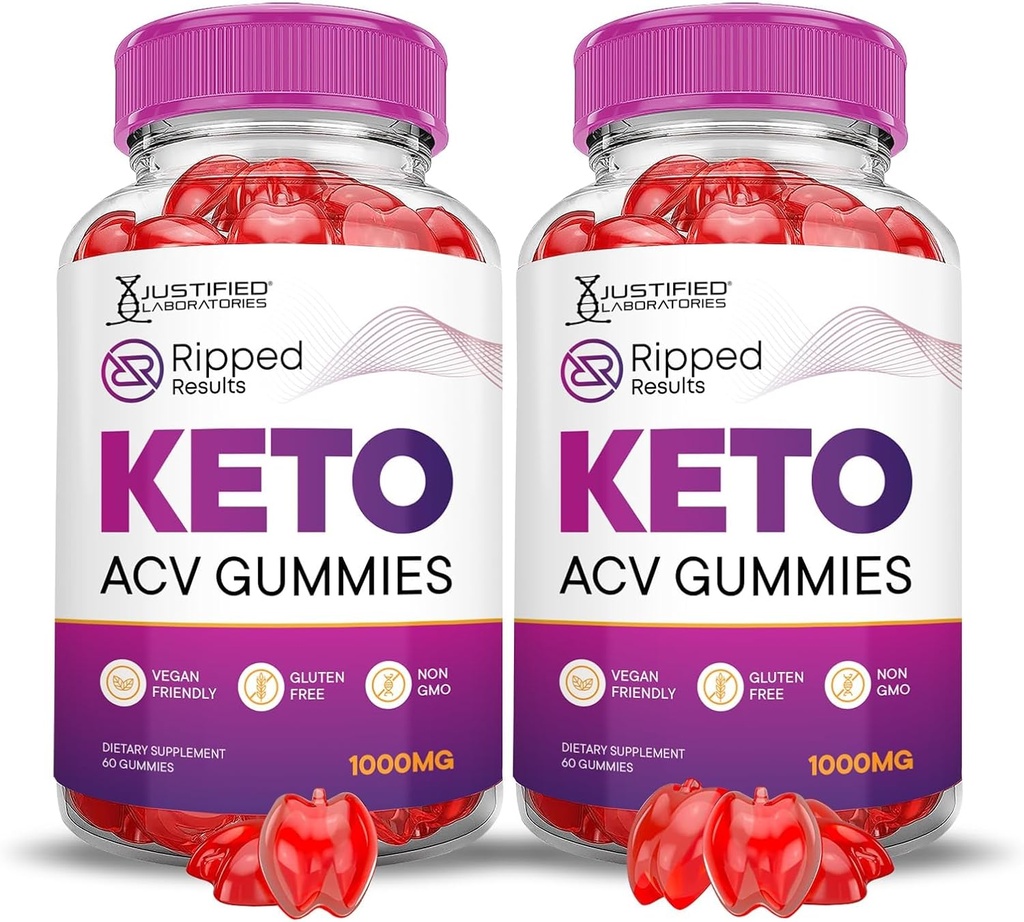 Justified Laboratories (2 Pack Rippped Results Keto ACV Gummies Advanced Formula 1000MG Rippped Results Formated with Pomegranate Beet Juice Powder B12 Vegan Non GMO 120 Gummys