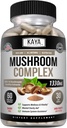 Kaya Naturals Premium Mushroom Complex Poent - Mushroom Complex Κάψουλες 1330mg ανά υπηρεσία - Βοηθήματα ψυχική σαφήνεια Υποστηρίζει ανοσοποιητικό σύστημα, ευεξία και ζωτικότητα - 60 μέτρα