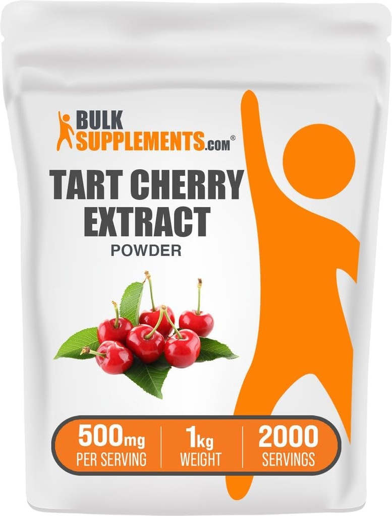 BulkSupplements.com Tart Cherry Extract Powder - Tart Cherry Supplement, Βότανο συμπλήρωμα - Antioxidant Source, Gluten Free, 500mg ανά Σερβίρισμα, 1kg (2,2 lbs) (Συσκευασία των 1)