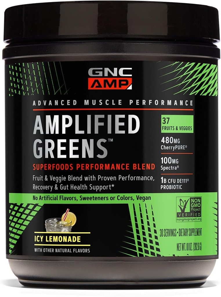 GNC AMP Ενισχυμένο Πράσινοι Superfoods Performance Blend - Icy Λεμονάδα - 10 oz. (30 εξυπηρετήσεις)