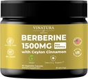 VINATURA Berberine 1500mg - Συμπλήρωμα βερβερίνης με Ceylon Cinnamon, Max Potency Berberine HCL - 90 Κάψουλες