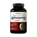 NatureBell Panax Korean Red Ginseng - Long-Lasting Supply of 240 Softgels - 2,250mg Six-Year-Old Red Panax Ginseng Root Extract - Energy & Immune Support* - Standardized 10% Ginsenosides