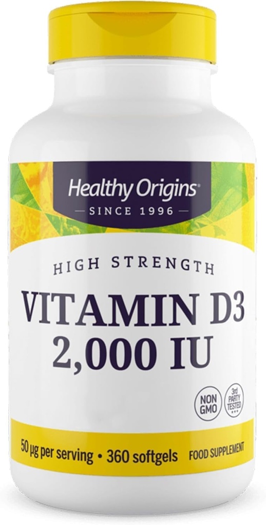 Υγιής Προέλευση Βιταμίνη D3 1.000 IU (Non-GMO), 360 Softgels
