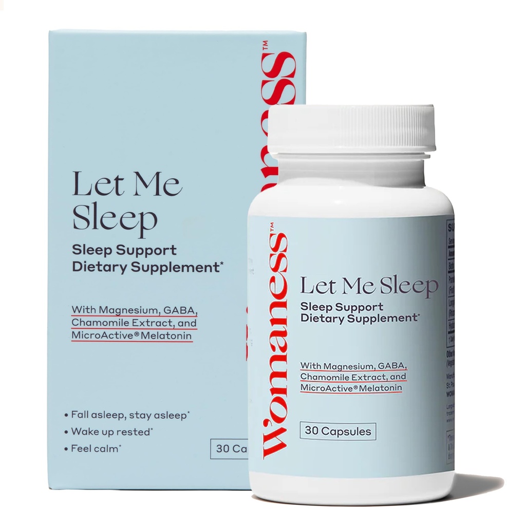Womaness Let Me Sleep – Sleep Aid for Adults - Melatonin & Magnesium Supplement - Nighttime Rest Support with Magnesium for Better Relaxation and Night Sleep Support, Evening Wellness - 30 Capsules