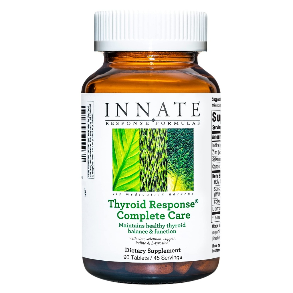INNATE Response Formulas Thyroid Response Complete Care - Made With Ashwagandha - Διατηρεί Βέλτιστη Θυρεοειδική Ισορροπία και Λειτουργία - Χορτοφαγική, Χωρίς Γλουτένη, Μη ΓΤΟ - 90 δισκία (45 Servings)