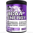 EVL BCAAs Αμινοξέα σε σκόνη - BCAA Energy Pre Workout Σκόνη για την αποκατάσταση των μυών Lean ανάπτυξη και αντοχή - Επανυδάτωση μετά την αποκατάσταση προπόνησης ποτό με φυσική καφεΐνη - Furious Grape