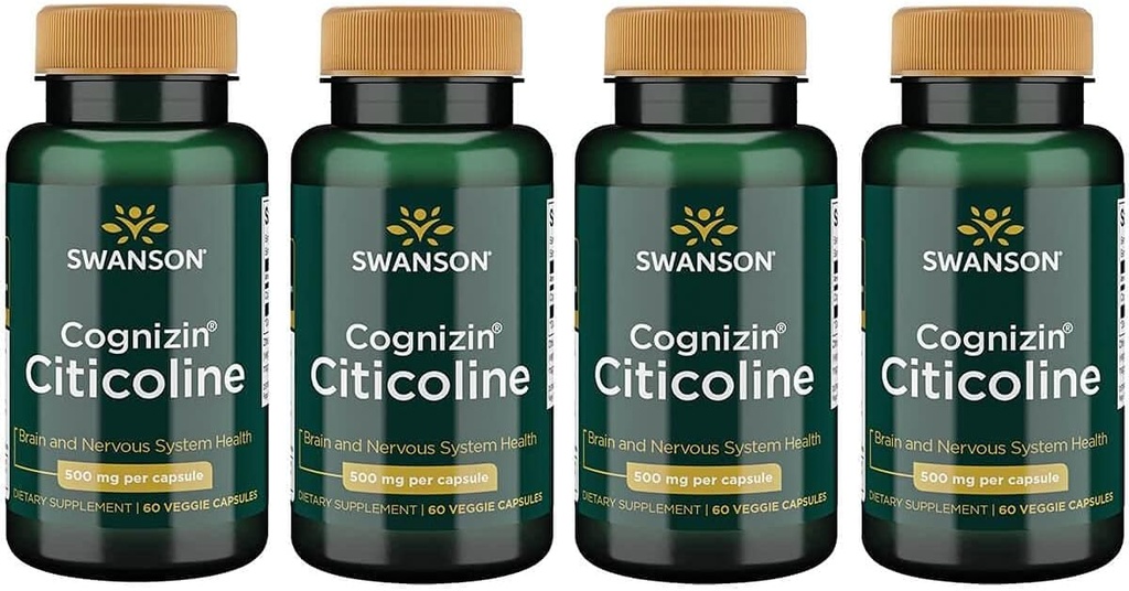 Swanson Cognizin Citicoline 1000 Milligrams 60 Veg Κάψουλες (4 Συσκευασία)