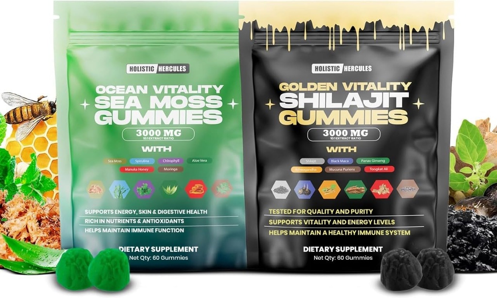 Holistic Hercules Sea Moss & Pure Himalayan Shilajit Gummies Gold 
