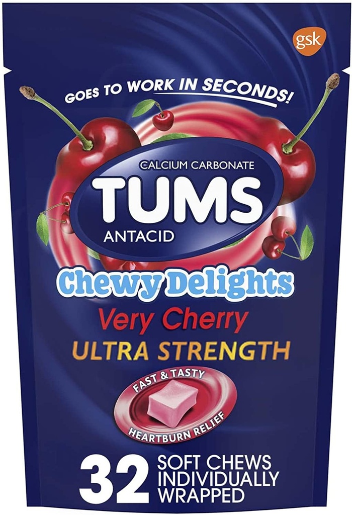 Tums Chewy Delights, Very Cherry 32 ea Pack of 4 by TUMS