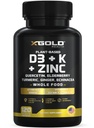 Βιταμίνη D, K2, K1, Ψευδάργυρος, Quercetin, Elderberry, Turmeric, Ginger & Echinacea Ολόκληρο το συμπλήρωμα διατροφής 8 σε 1- D3 5000 IU Φυτικών με βάση την Lichen, Βιταμίνη K (K2 MK7, MK4, K1), D3 K2 Βιταμίνες -120 Κάψουλες
