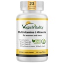 Vegan Vitality Multivitamins & Minerals for Women and Men with High Strength Vitamin B12, D3 & K2. 180 Vegan Multivitamin Tablets - 6 Months Supply. Βιταμίνες για χορτοφάγους