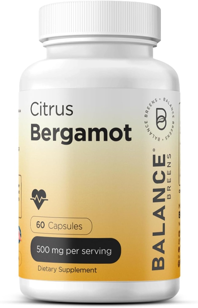 Εσπεριδοειδή Bergamot 500mg, 60 κάψουλες Vegan - Προηγμένο συμπλήρωμα Bergamot για το μεταβολισμό (60 Count (Pack of 1))