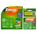 Zyrtec 24 ώρες Αλεργία δισκία ανακούφισης, Εσωτερική & Εξωτερική Αλλεργία Ιατρική με 10 mg Cetirizine Υδροχλωρική Αντιισταμινική, Δέσμη Αξίας ενός, 90 ct Μπουκάλι & Τρεις, 1 ct Travel Packs
