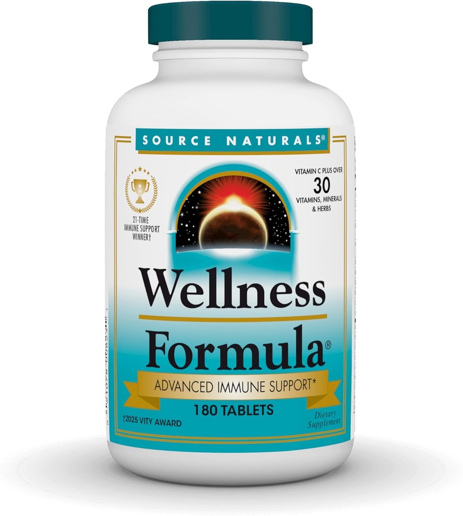 Source Naturals Wellness Formula Bio-Aligned Vitamins & Herbal Defense - Συμπλήρωμα Υποστήριξης Ανοσοποιητικού Συστήματος & Ανοσίας Booster* - 180 Tablets