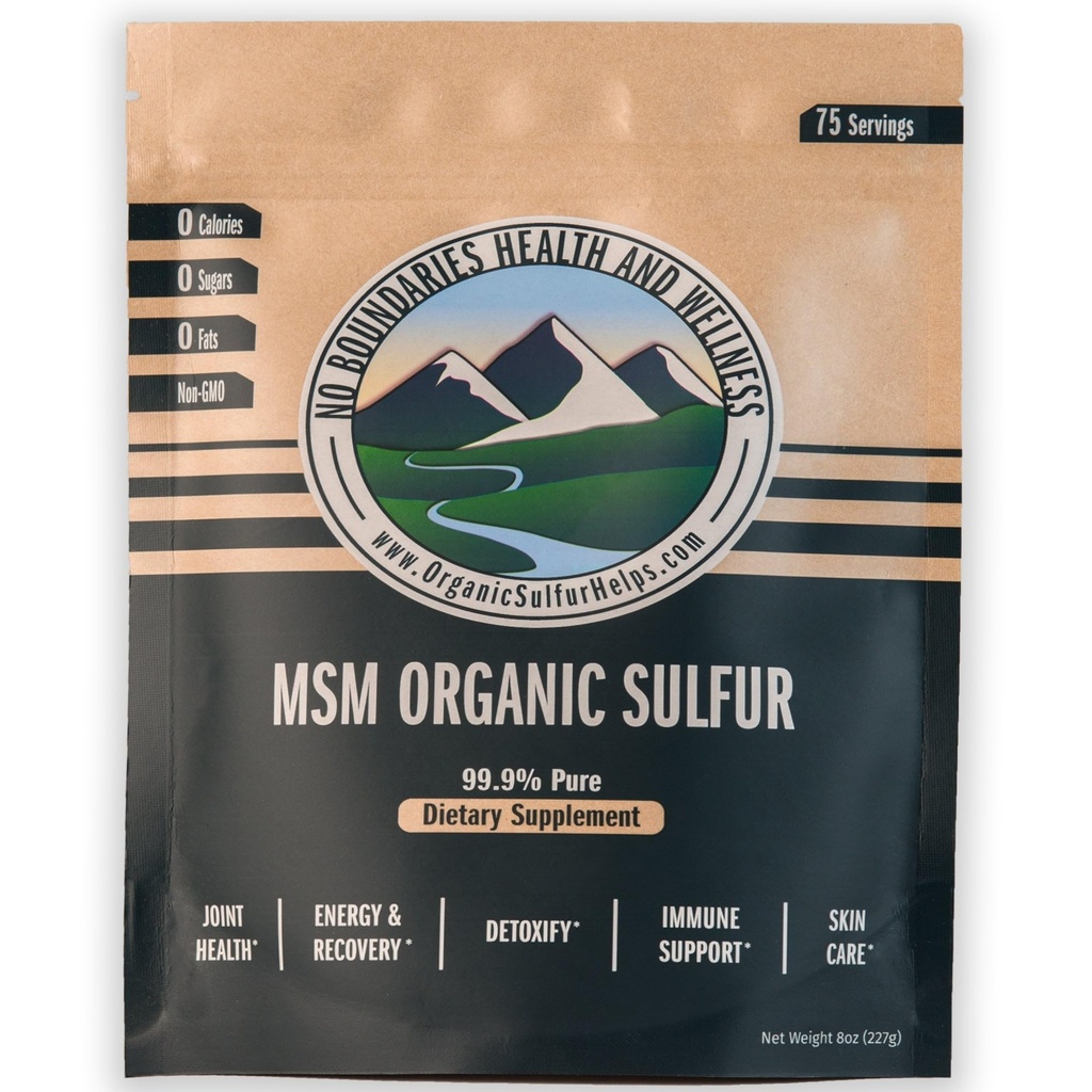 MSM Organic Sulfur Crystals by No Boundarys Health and Wellness – All-Natural, Premium Health Supplement: 99,9% Pure MSM – Οφέλη: Κοινός Πόνος, Αλλεργίες, Δέρμα, Μαλλιά & Υγεία των νυχιών – Δεν Fillers