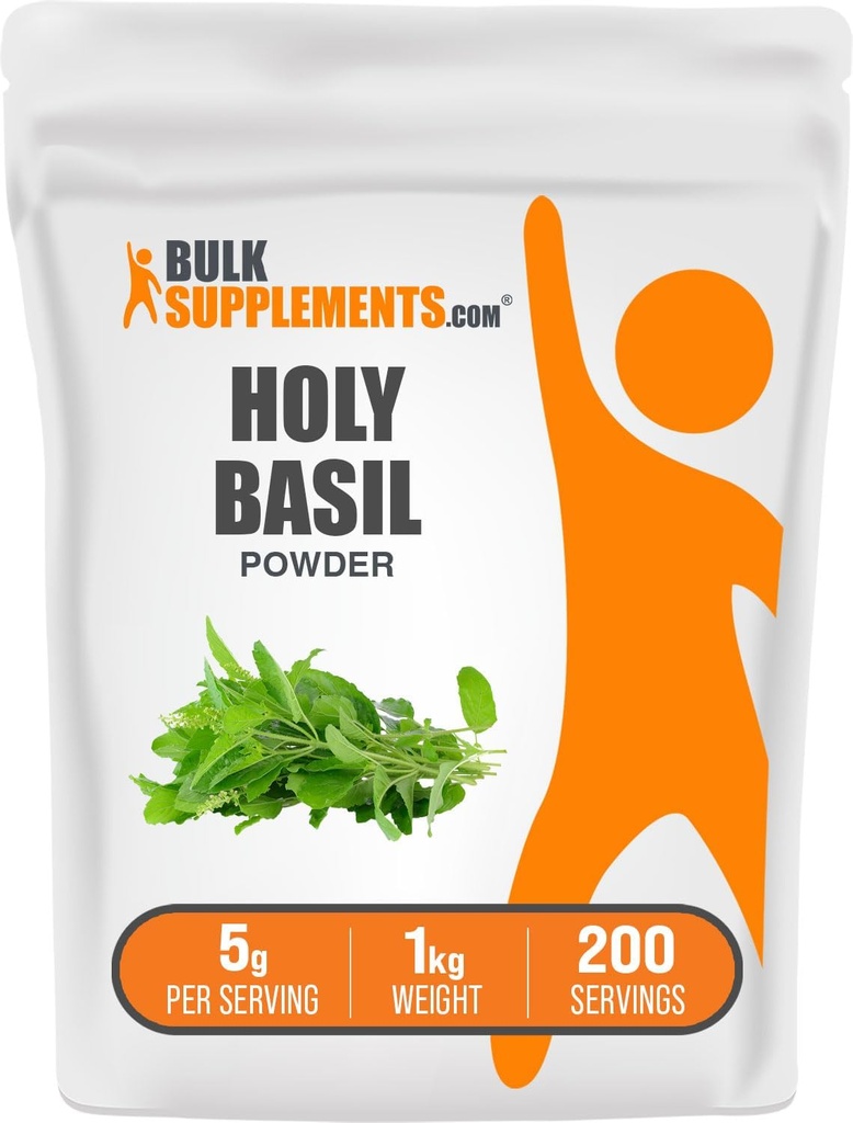 BulkSupplements.com Holy Basil Powder - Συμπλήρωμα Αγίου Βασιλείου, Holy Basil Leaf Powder - Tulsi Holy Basil, Herbal & Gluten Free, 5g per Service, 1kg (2,2 lbs) (Pack of 1)