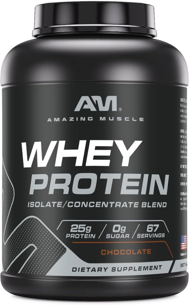 Amazing Myrus 100% Whey Protein Powder *Advanced Formula with Whey Protein Isolate as a Primary Ingredient Μαζί με Ultra Filtered Whey Protein Concentrate (Chocolate, 5 lb)