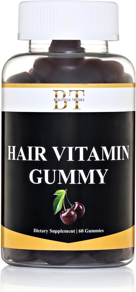 Hair Vitamin Gummy Healthier Hair, Skin & Nails, Vegan & Plant Based Gummies, CHEWABLE BIOTIN, 60 Gummies