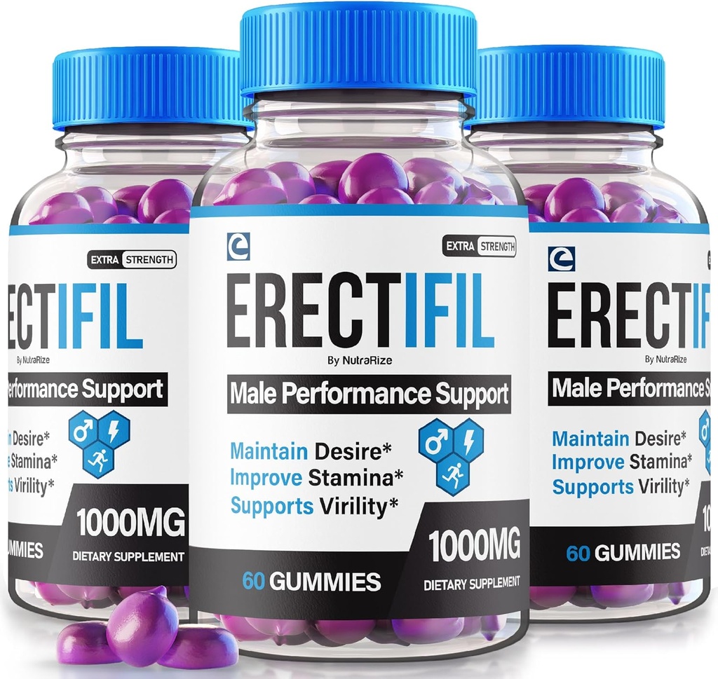 (3 πακέτο) Erectifil Gummies, Erectifil 1000 MG Gummies, All-Φυσική υποστήριξη Φόρμουλα για τους άνδρες, Premium συμπλήρωμα για τη συνολική υγεία και την κορυφαία απόδοση, Erec tifil Gomitas Κριτικές (180 Gummies)