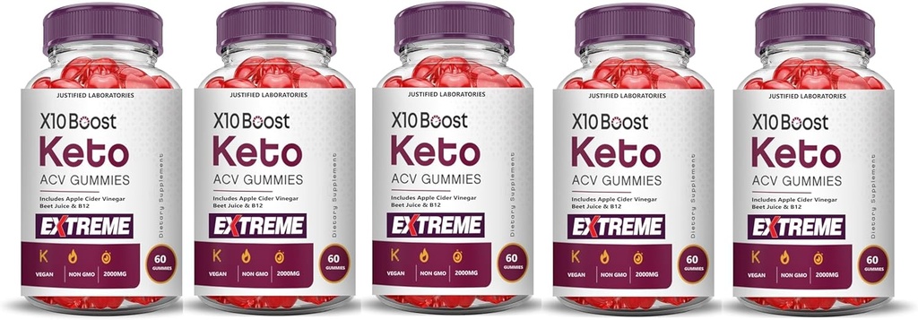 Αιτιολογημένα Εργαστήρια (5 Pack X10 Boost Keto ACV Gummies Extreme 2000MG X 10 Boost Keto Gummies Apple Cider Vinegar Formed with Pomegranate Beet Buice Powder B12 Vegan Non GMO 300 Gummys