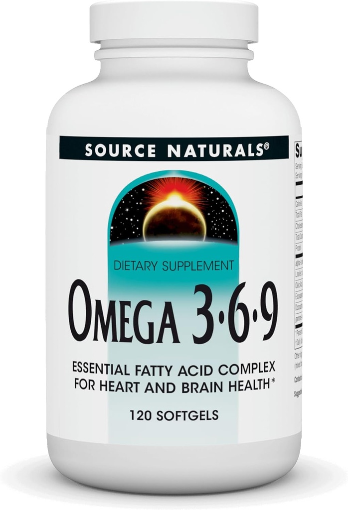 Source Naturals Omega 3-6-9, Essential Faty Acid Complex for Heart and Brain Health* - 120 Softgels