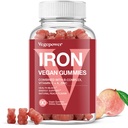 Συμπλήρωμα Vegan Iron Gummies - με βιταμίνη C, A, B-Complex, Folate, Ψευδάργυρος για ενήλικες & παιδιά - Υγεία Αίμα & Ενέργεια Υποστήριξη για την έλλειψη σιδήρου, αναιμία, Όχι Μετά τη γεύση - Ροδάκινο Γεύση (90 Ct)