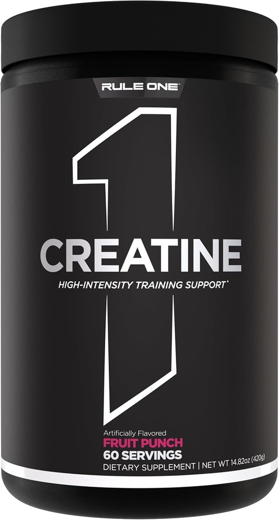 Rule 1 Creatine Powder – Pure Micronized Creatine Monohydrate for High-Intensity Exercise and Lean Body Mass Support, Flavored and Unflavored (60 Servings, Fruit Punch)