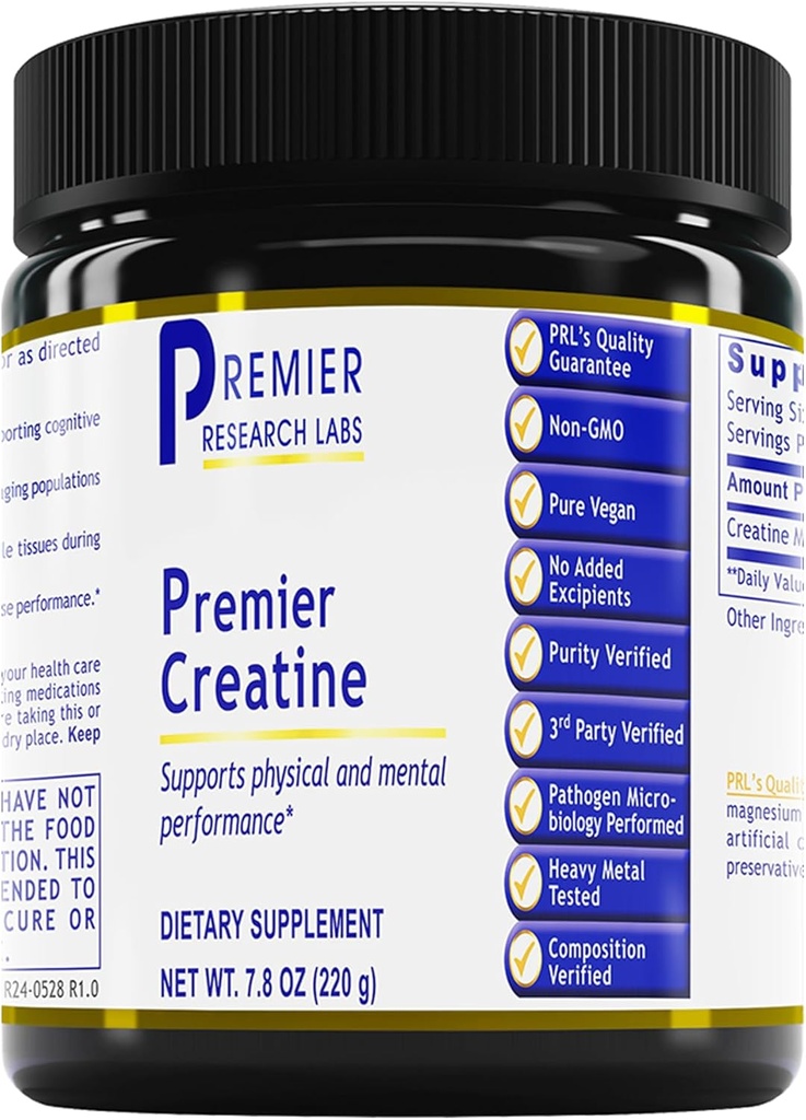 Premier Research Labs Premier Creatine - Creatine Monohydrate Powder, Creatine Powder for Men, Women, Vegetarians, Unlavored Vegan Friendly Formula - 7,8 oz (40 services)