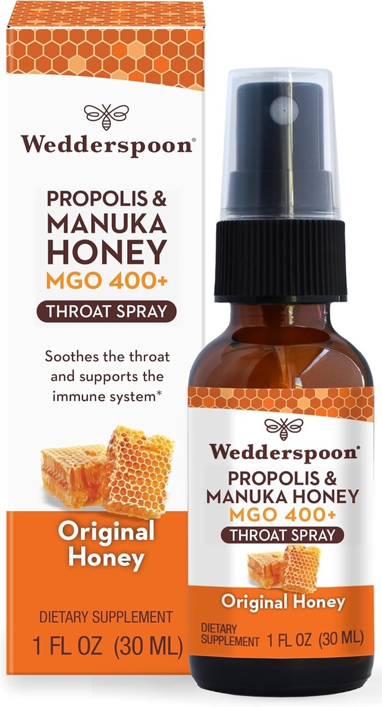 Wedderspoon Propolis και Manuka Σπρέι για Λαρύγγι Μέλι, Αρχικό Μέλι, 1 Fl Oz (πακέτο του 1), Ανακούφιση Πόνου Λαρύγγι, Φυσική Ανοσοποιητική Υποστήριξη