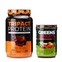 Nutrology TRIPACT Protein Powder, 7-in-1 Replacement Meal Shake, Κρέμα σοκολάτας (40 σέρβις) Πράσινα & Φρούτα Σκόνης-Φυσικά προέρχεται Superfood, Σοκολάτα (30 σέρβις)
