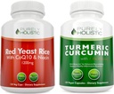 Red Yeast Rice 1200mg & Niacin + Organic Turmeric Curcumin 700mg & Bioperine Παρέχει 95% Κουρκουμινοειδή - 240 κάψουλες χορτοφάγων
