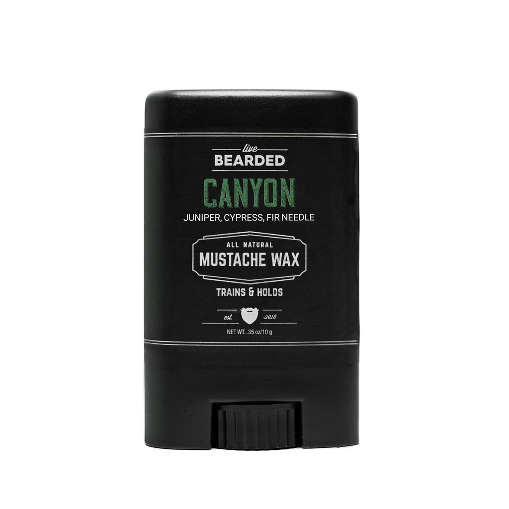 Live Bearded Mustache Wax Stick, 0.35 oz - Made in the USA with All-Natural Ingredients - Medium Hold Stache and Beard Styling for Men | Canyon - Juniper, Cypress, Fir Needle