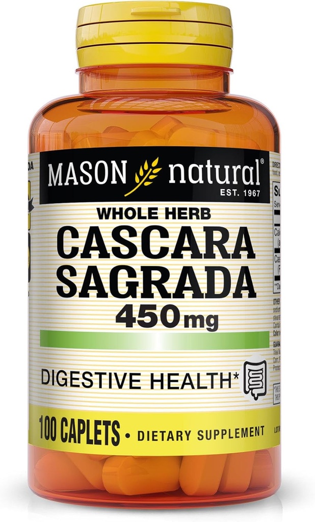 MASON NATURAL Cascara Sagrada 450 mg, συμπλήρωμα βοτάνων για την υποστήριξη της φυσιολογικής πυγμής λειτουργίας, 100 Caplets