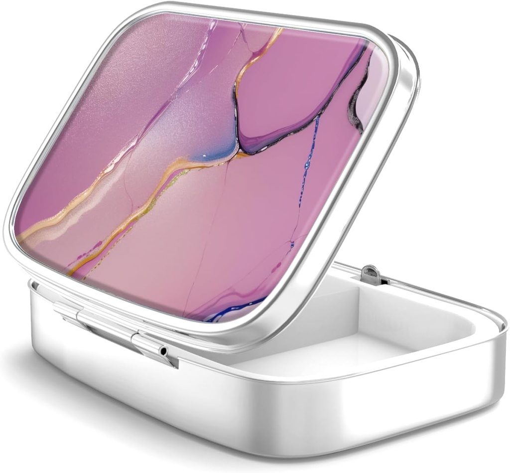 Κουτί χαπιών 2 Διαμέρισμα μικρή θήκη χαπιών, Portable for Pocket or Purse Pill Organizer Hipl Container Holder to Hold Vitamins, Medication, Fish Oil and Supplements(36-Color Gradient