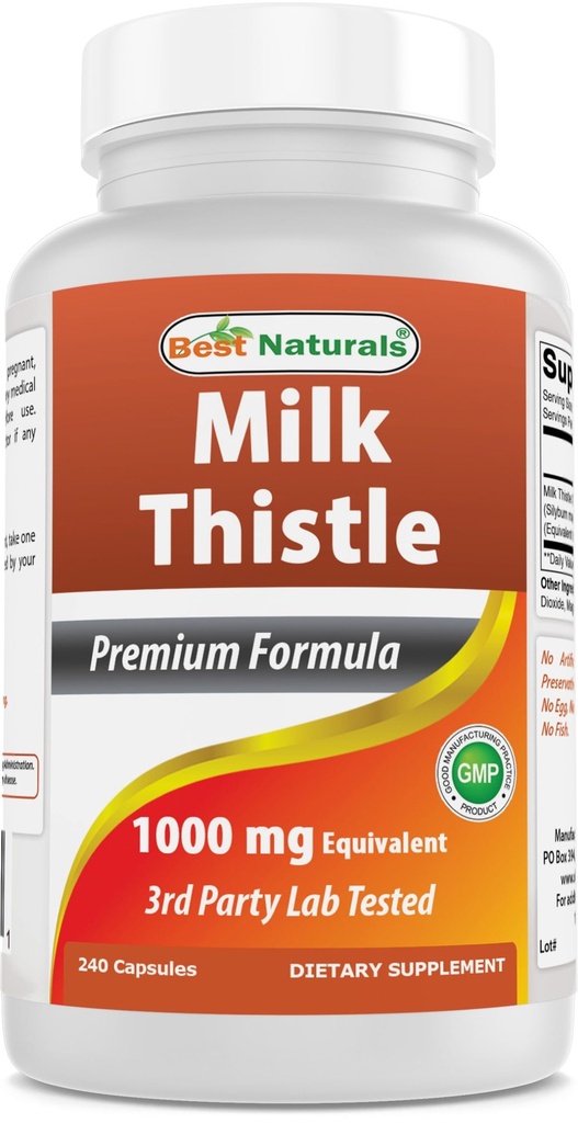 Best Naturals Milk Thistle 4:1 Extract (250 mg) - 240 Capsules - Non-GMO & Gluten Free