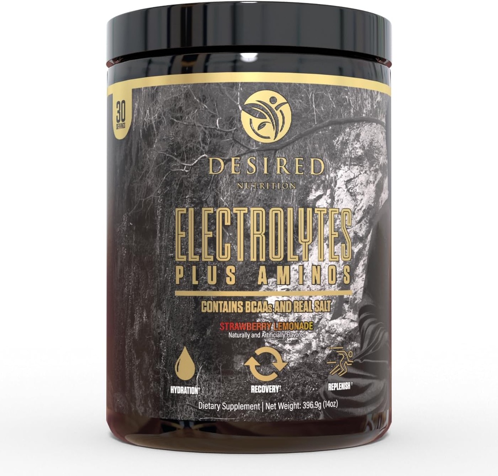 Ηλεκτρολύτες Plus Amino Electrolytes Plus Amino Recovery Drink Powder, Complete Hydration and Amino Acids/BCAAs, Λεμονάδα Φράουλας (30 μερίδες)