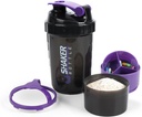 Wheaker Bottle - Protein Shaker Cup with Storage Compartments - Leak-proof Watchout Shake Bottles with Mixer for Smooth Mixing-500ML/16oz (PURPLE & BLACK)