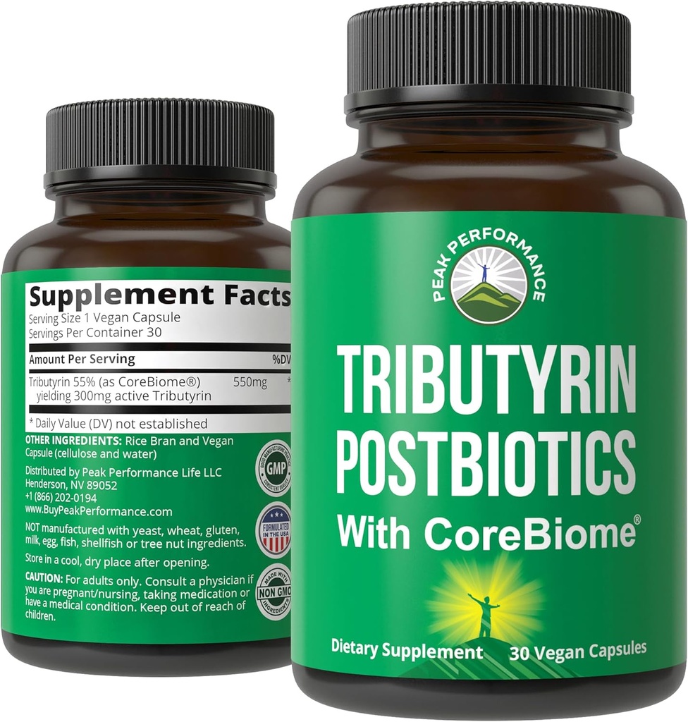 CoreBiome Tributyrin Postbiotic συμπλήρωμα κλινική δοκιμή για την υγεία των ούρων. Πιο αποτελεσματικά από τα κάψουλες βουτυρικού νατρίου. Υψηλή Βιοδιαθεσιμότητα Post Biotics για Digestive, Leaky Gut, Colon, Microbiome