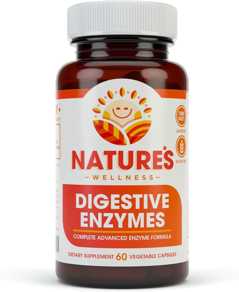Digestive Enzymes Complete - Advanced Multi Enzyme Supplement for Better Digestion & Abvortion. Βοήθεια Αέριο Ανακούφιση, Δυσφορία, Μπλόφα, IBS, Γλουτένη & Δυσανεξία Λακτόζης