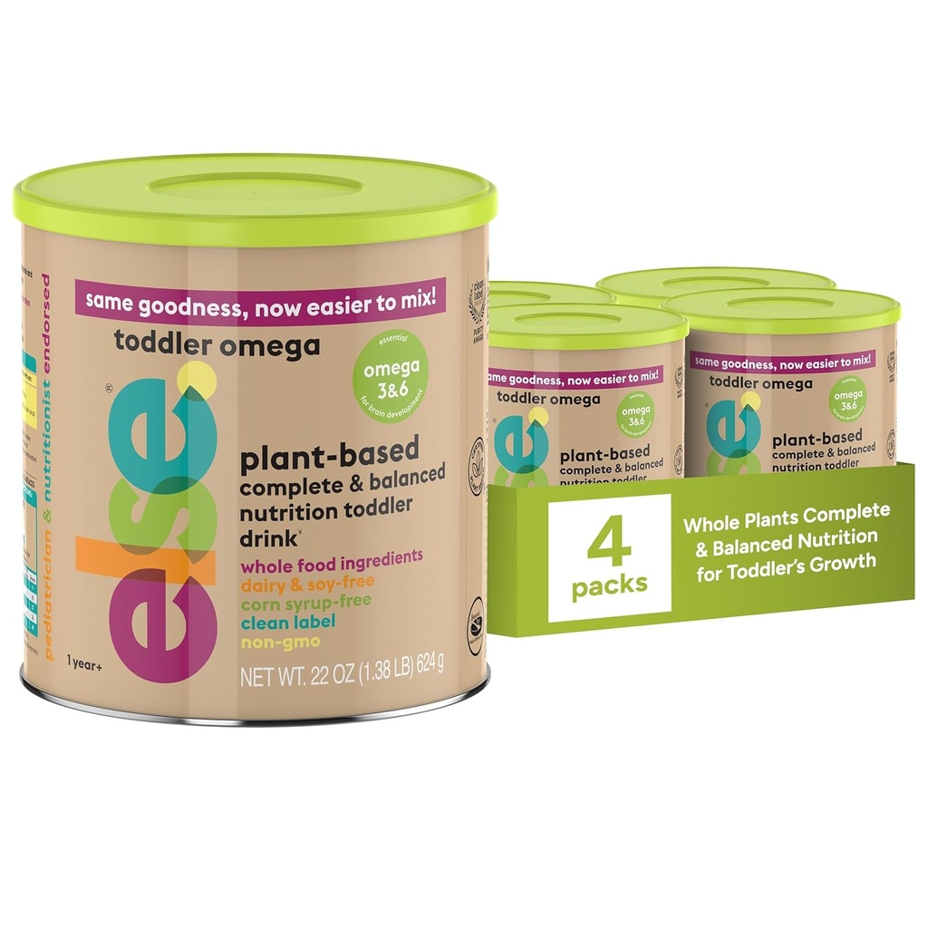 Else Toddler Formula 12-36 Μήνες – Plant-based, Dairy-Free & Lactose-Free Baby Formula – Dairy Free Formula, Omega 3 & 6 για την ανάπτυξη του εγκεφάλου – Soy Formula Alternative, (22 oz, 4 Pack)