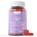 Συμπληρώματα Saffron Gummies 100mg - 100% καθαρό εκχύλισμα Saffron με γλυκινικό μαγνήσιο, L-Θεανίνη, κουρκουμά, Ashwagandha, μέλι & βιταμίνη Β Complex για Mood & Power, Antioxidant, Vitality - 60 Count