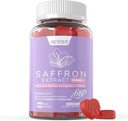 Συμπληρώματα Saffron Gummies 100mg - 100% καθαρό εκχύλισμα Saffron με γλυκινικό μαγνήσιο, L-Θεανίνη, κουρκουμά, Ashwagandha, μέλι & βιταμίνη Β Complex για Mood & Power, Antioxidant, Vitality - 60 Count