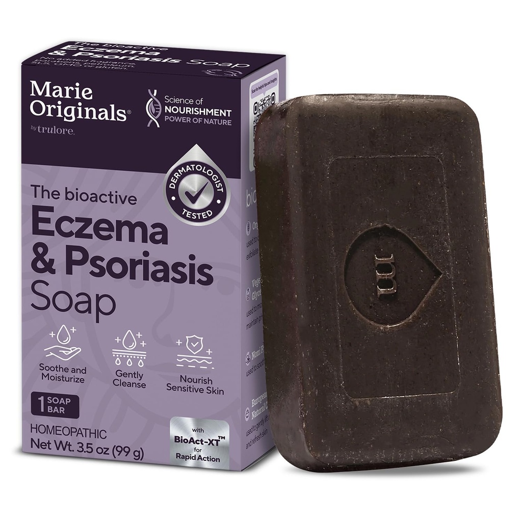 Marie Originals Eczema Face Soap Body Wash Bar – All Natural Psoriasis, Δερματίτιδα Θεραπεία για ξηρό Ichy Flaky Skin Relief – Απαλό Αποτοξινωτικό, Θεραπεία, Anti-Itch, Καθαρισμός Δερμάτινη Φροντίδα (Pack of 1)