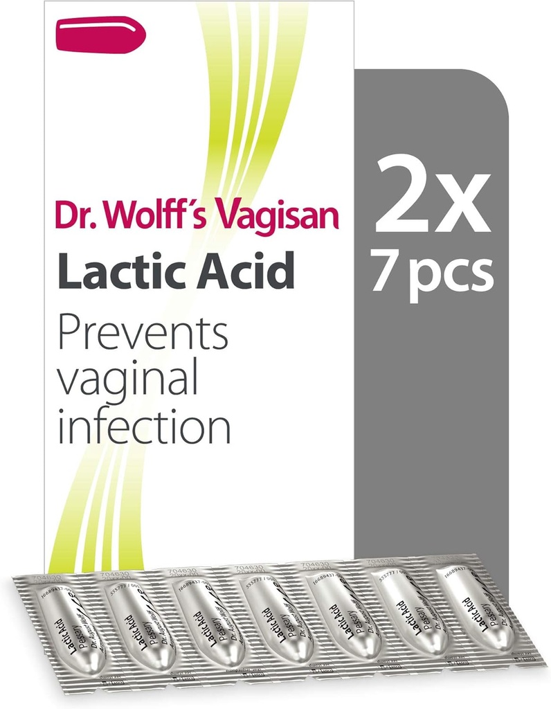 Vagisan Dr. Wolff's Lactic Acid Pessaries, Daily Vaginal Health & Intimate Hygiene, Prevents Infection, 2X7pcs