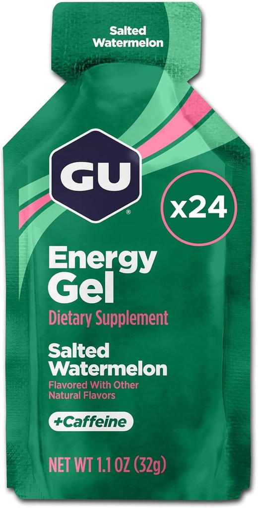 GU Energy Original Sports Nutrition Energy Gel, Salted Watermelon, 26.4 Oz, 24 Count