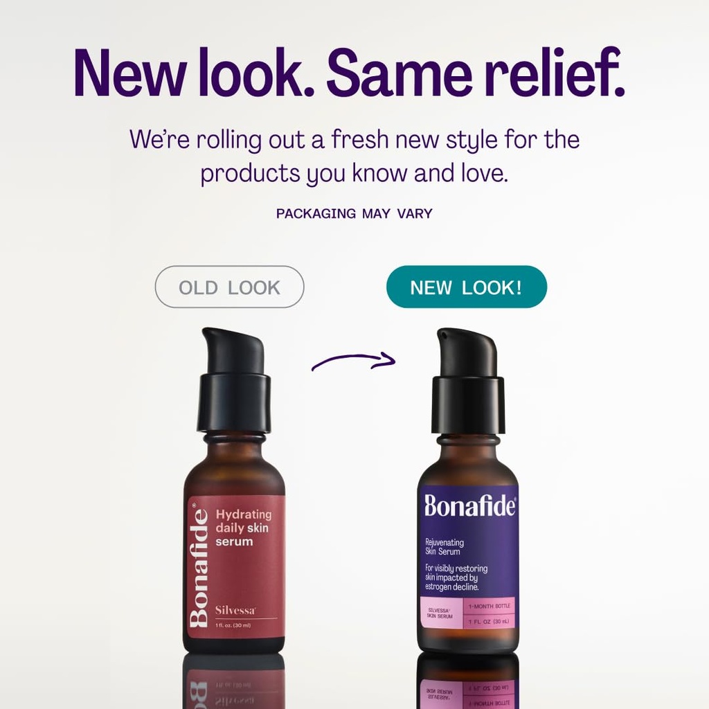 Bonafide Silvessa Hydrating Daily Skin Serum – Ορμονική, χωρίς φάρμακα υποστήριξη για το δέρμα κατά τη διάρκεια της εμμηνόπαυσης – 30 ημερών προμήθεια (1 fl oz)